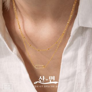 수수께끼 가득 드릴 5A 지르코늄 핀 스테인리스강 이중 목걸이 정교한 팔찌