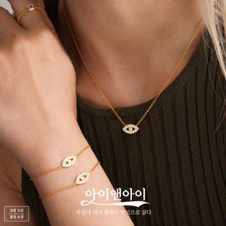 여성용 이블아이 5A 지르콘 스테인리스 목걸이 팔찌 레이어드 주얼리