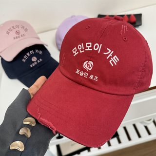 모자녀 봄여름 신상 꽃 알파벳 자수 야구모 한국판 길거리 패션 하다 낡은