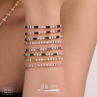 수수께끼 아름다움 패션 가볍고 사치감 사각형 다색 지르코늄 팔찌 ins 다이