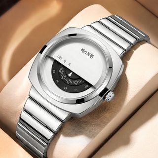 BESTWIN 남성 패션 손목시계 42mm 스테인리스 밴드 30M 방수 쿼츠시계 219-1