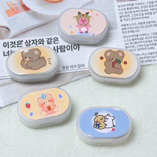새로운 귀여운 캐릭터 렌즈 케이스 반려함 듀얼 콤팩트 렌즈 케이스 핀셋