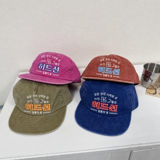 한국계 소수 빈티지 워싱 처마 모자 자수 알파벳 야구모 소프트 캡 얼굴 작