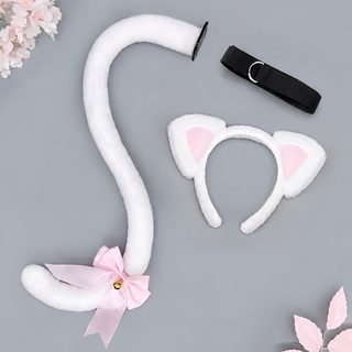로리타 kc 고양이 귀 머리띠 손으로 귀여운 고양이 엄마 롤리타 머리 장식 털털 고양이 귀 고양이 꼬리 세트
