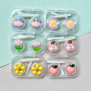 신형 수제 DIY 콘택트렌즈 케이스 케어 케이스 반려함 듀얼 콤팩트 수납함