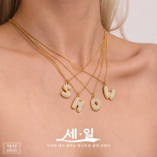 谜丽 5A锆石闪烁26个英文字母项链个性嘻哈不锈钢18K真金跨境饰品