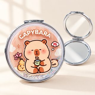 카피바라 글리터 양면 손거울 휴대용 접이식 미니 거울