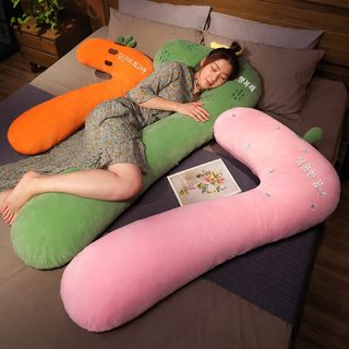 귀여운 여자는 잠을 잘 때 다리를 끼고 긴 쿠션을 한다 임산부 베개 신기 침