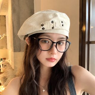빈티지하게 낡은 데님 베레모 여자 봄, 여름 한국판 백합 얼굴 작은 화가 모