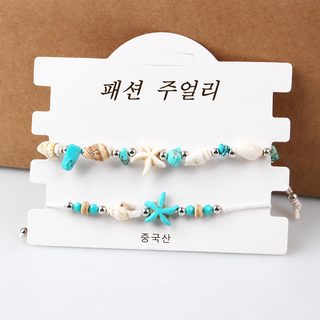 보헤미안 조개 불가사리 조절식 매듭 팔찌 여성 여름 해변 휴가 크리스탈