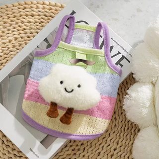 비숑테디 강아지 고양이 옷 무지개 구름 끈 봄여름 반려동물 양발 의류
