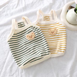 강아지 여름 얇은 외출복 통기성 자수 끈나시 소형견 옷