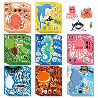 DIY 해양동물 퍼즐 스티커 8장 faec stickers 노트 DIY 손장부 장식 방수 스티커