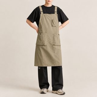新款工装背带围裙塔丝隆防泼水男女罩衣工作厨房家用咖啡店可印字
