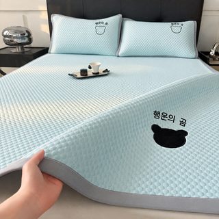 A류 냉감 빙두콩 빙사 돗자리 3종 세트 여름 신상 자수 에어컨 연석 매트 기