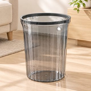 투명 대용량 오픈형 휴지통 봉투 고정 링 거실 주방 욕실용