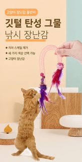 고양이 캣닢볼 탄력망 씹기 장난감 깃털 캣토이 어린 고양이 혼자놀기