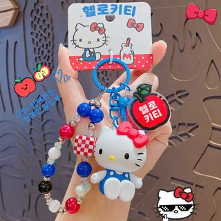 정품 삼려구 hellokitty 빨강 파랑 백주 체인 열쇠고리 걸이 케이티 고양이 가