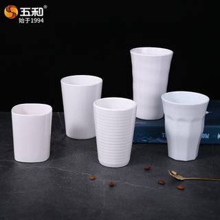 우허 화이트 멜라민 컵 201-300ml 호텔 식당 뷔페 업소용 물컵 찻잔