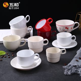 우허 멜라민 커피잔 301-400ml 유럽풍 카푸치노 라떼컵 컵받침 옵션