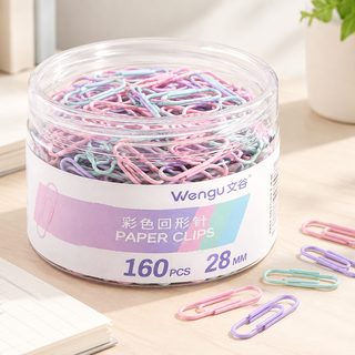 28mm 실버 파스텔 컬러 페이퍼클립 원통 케이스 160개 500개
