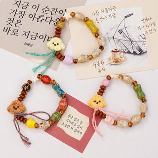 경덕진 오리지널 도자기 손꼬치 만화 테디개 귀여운 여름 절친 팔찌 노점
