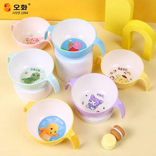 어린이 손잡이 그릇 숟가락 유아용 멜라민 식기 캐릭터 방열 아기 식기