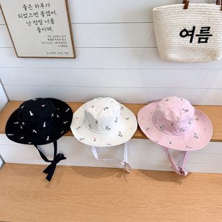 귀여운 반점 강아지 자수 묶음 어부 모자녀 2025 신형 큰 챙 나들이 차양 자