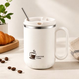 304 스테인리스 뚜껑 손잡이 머그컵 500ml 사무실 커피잔