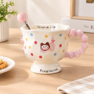 귀여운 캐릭터 도자기 머그컵 360ml 스푼 선택 선물용
