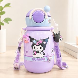 어린이 등교용 어깨끈 빨대 보온보냉 물병 370ml 이중 음용