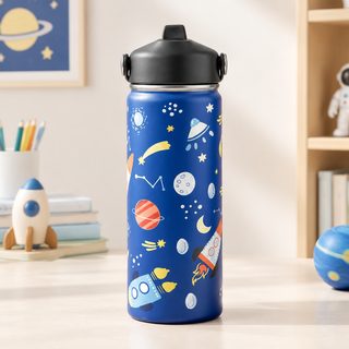 어린이 캐릭터 스텐 빨대 보온병 휴대용 물병 18oz