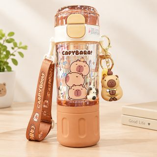 카피바라 어린이 초등학생 빨대 물병 어깨끈 트라이탄 물통 580ml
