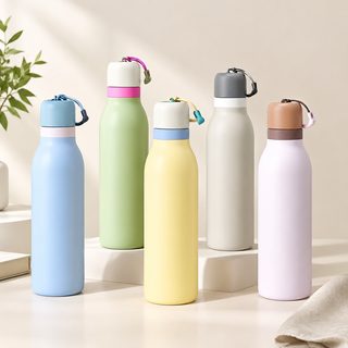 파스텔 스테인리스 보온병 스트랩 휴대용 운동 물병
