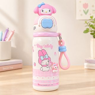 어린이 초등학생 캐릭터 빨대 보온보냉 물병 스트랩 510ml