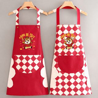 新款马年围裙女餐饮上班专用工作服防水防油厨房家用新年围腰印字