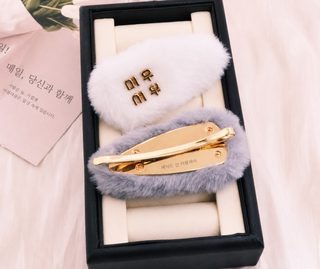 신상 가을 겨울 miu 고버전 경사 여학생 옆에 앞머리 클립 백합 머리핀 도매
