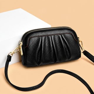 중년 여성 엄마 패션 주름 구름백 PU 크로스백 숄더백 미니 휴대폰 동전가방