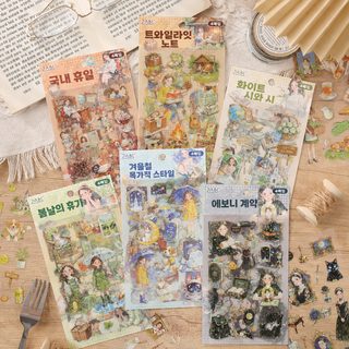 悦真漫趣奇旅防水贴纸手帐贴纸 跨境人物贴画儿童贴纸pet手帐素材