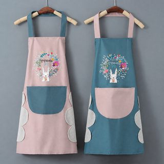 만화 앞치마 방수 오염 산호모 닦다 수건 앞치마 화환 토끼 주방 앞치마 걸