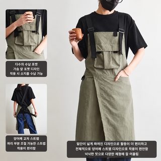 日式防泼水围裙男女美甲理发宠物咖啡花店超市工作服罩衣印字