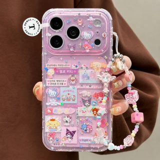 透粉色古早三丽鸥苹果17pro双层iphone16闪粉15/14可爱透明手机壳