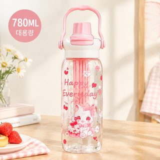 대용량 빨대 물병 780ml 손잡이 차 거름망 플라스틱 물통