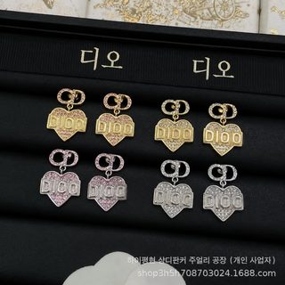 여성 하트 큐빅 다이아몬드 925 실버 침 패션 귀걸이