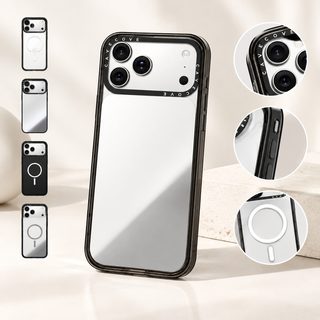심플한 단색 MagSafe 마그네틱 투명 거울 수정경 애플 17promax 휴대전화 케이스