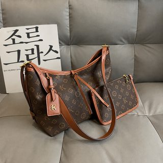 올드 플라워 사치 빈티지 버건디 프린트 고급 질감 쇼핑백 숄더 겨드랑이