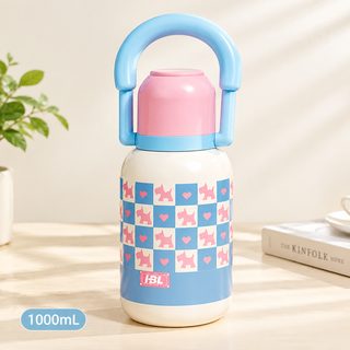 대용량 손잡이 보온병 1000ml 야외 운동 여행용 스테인리스 물병