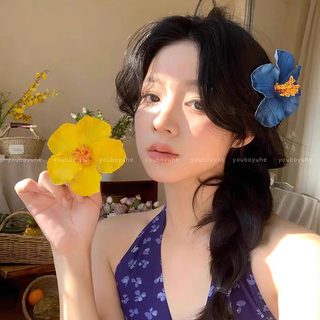 초선적 분위기감 순욕 분홍색 꽃 머리핀 청신한 파마 수술 머리장식 신중식