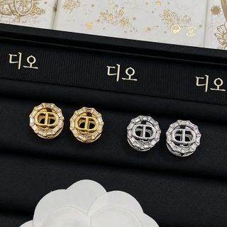 여성 프렌치 빈티지 CD 이니셜 풀스톤 귀걸이 골드 실버 도금 스터드 이어링