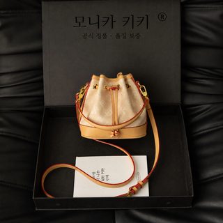 여성 버킷백 레트로 모노그램 드로스트링 PU 숄더 크로스백 2026 봄 신상 샌
